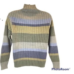 EDDIE BAUER Mens Sweater Size Large 100% Cotton Striped Pullover Knit Sweater